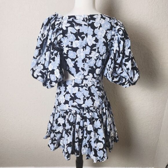 Sofie the Label Floral Cutout Side Puff Sleeve Mini Dress Black Size S - Picture 5 of 12